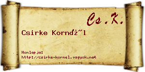 Csirke Kornél névjegykártya